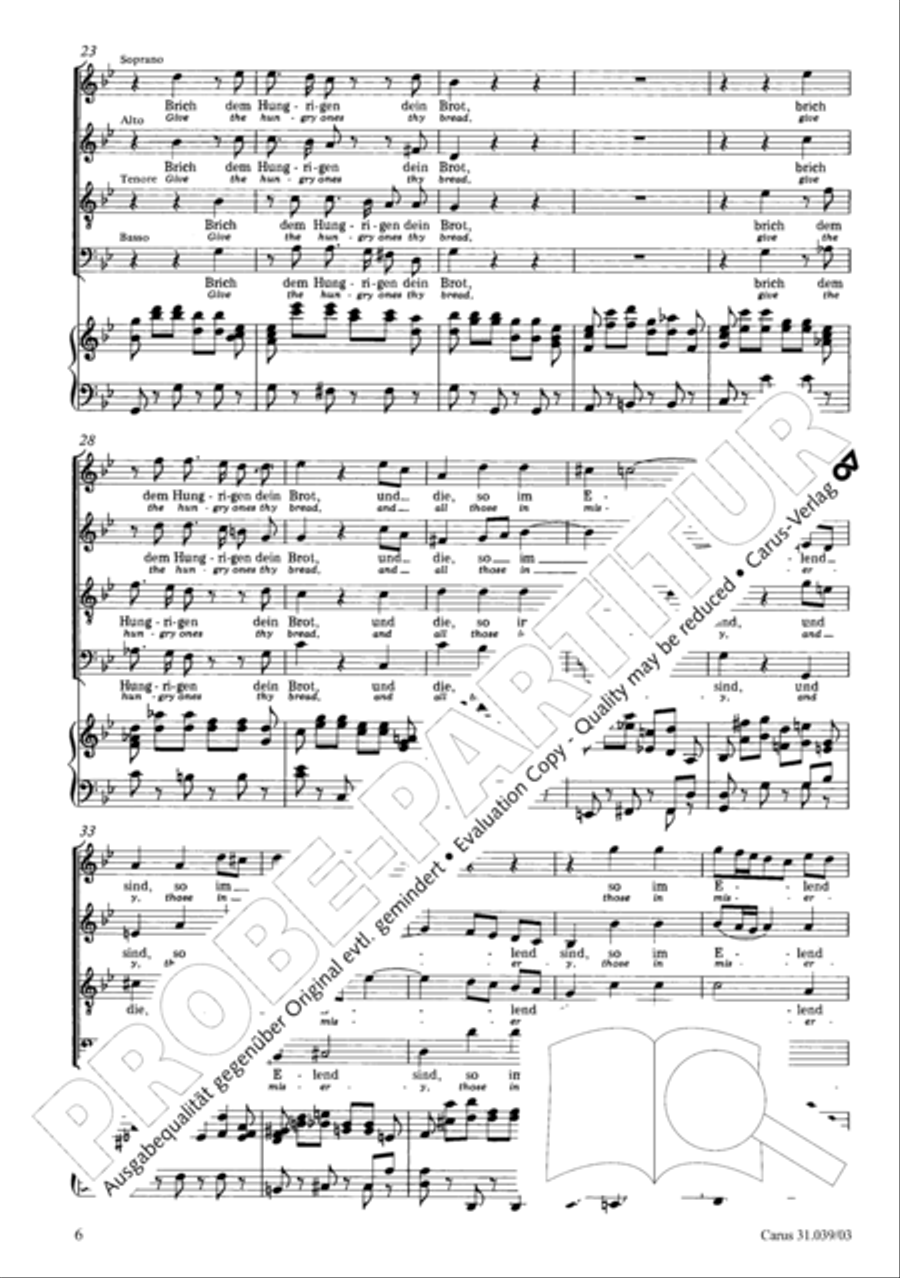 Give the hungry ones thy bread (Brich dem Hungrigen dein Brot) 4-Part scores gallery preview page 7