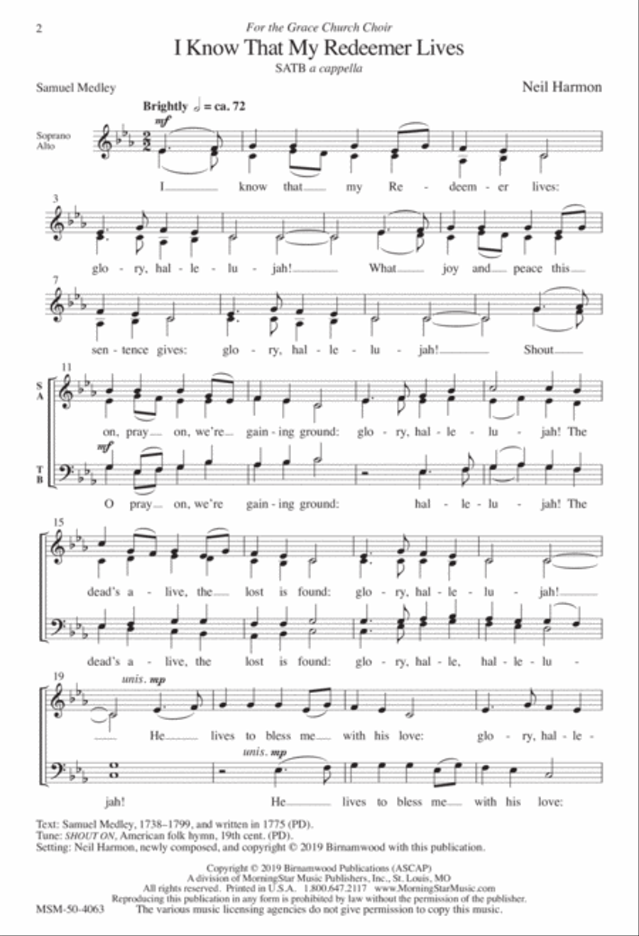 I Know That My Redeemer Lives 4-Part scores gallery preview page 1