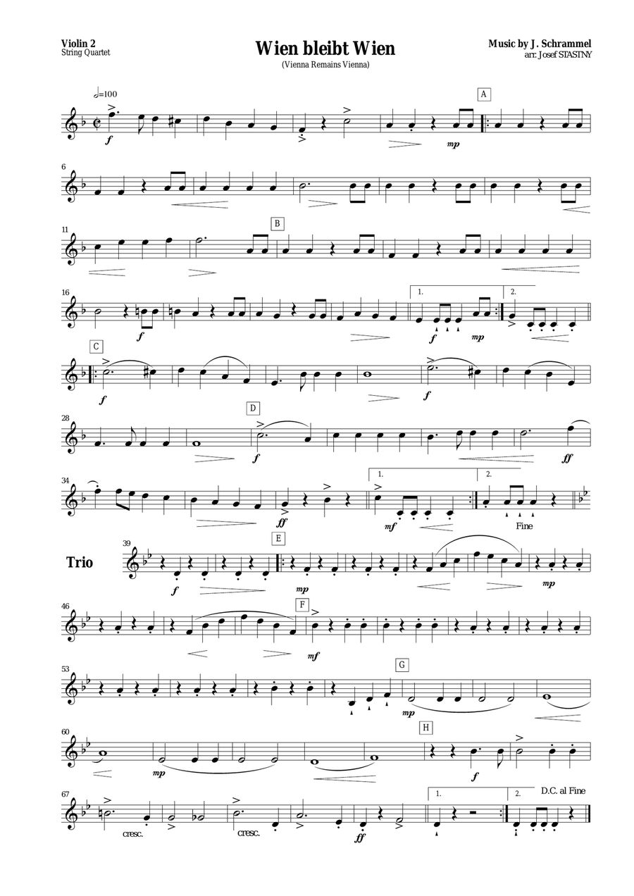 Wien bleibt Wien String Quartet scores gallery preview page 2