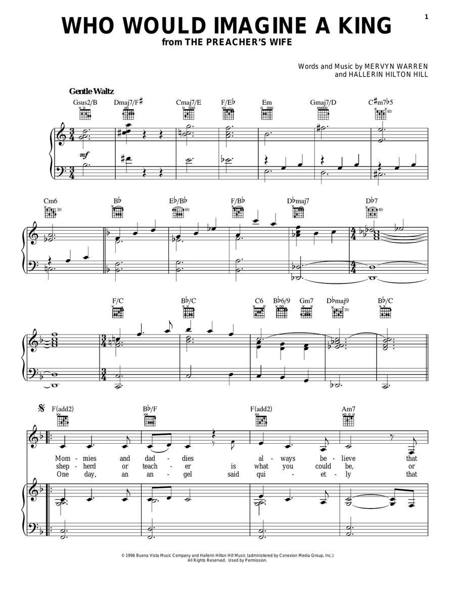 Who Would Imagine A King Piano, Vocal, Guitar scores gallery preview page 1