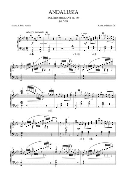 Andalusia. Bolero Brillant Op. 159 for Harp