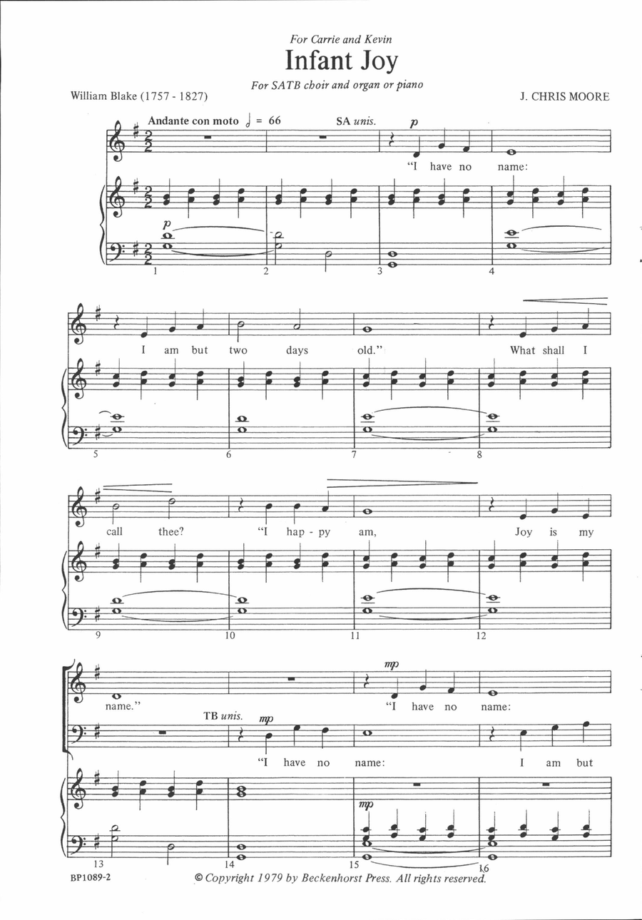 Infant Joy 4-Part scores gallery preview page 2