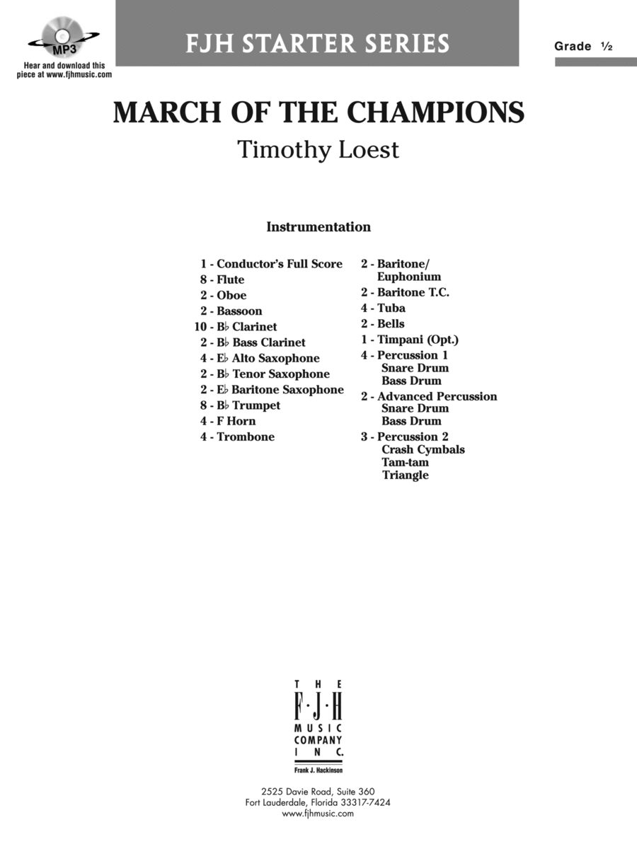 March of the Champions: Score Concert Band scores gallery preview page 1