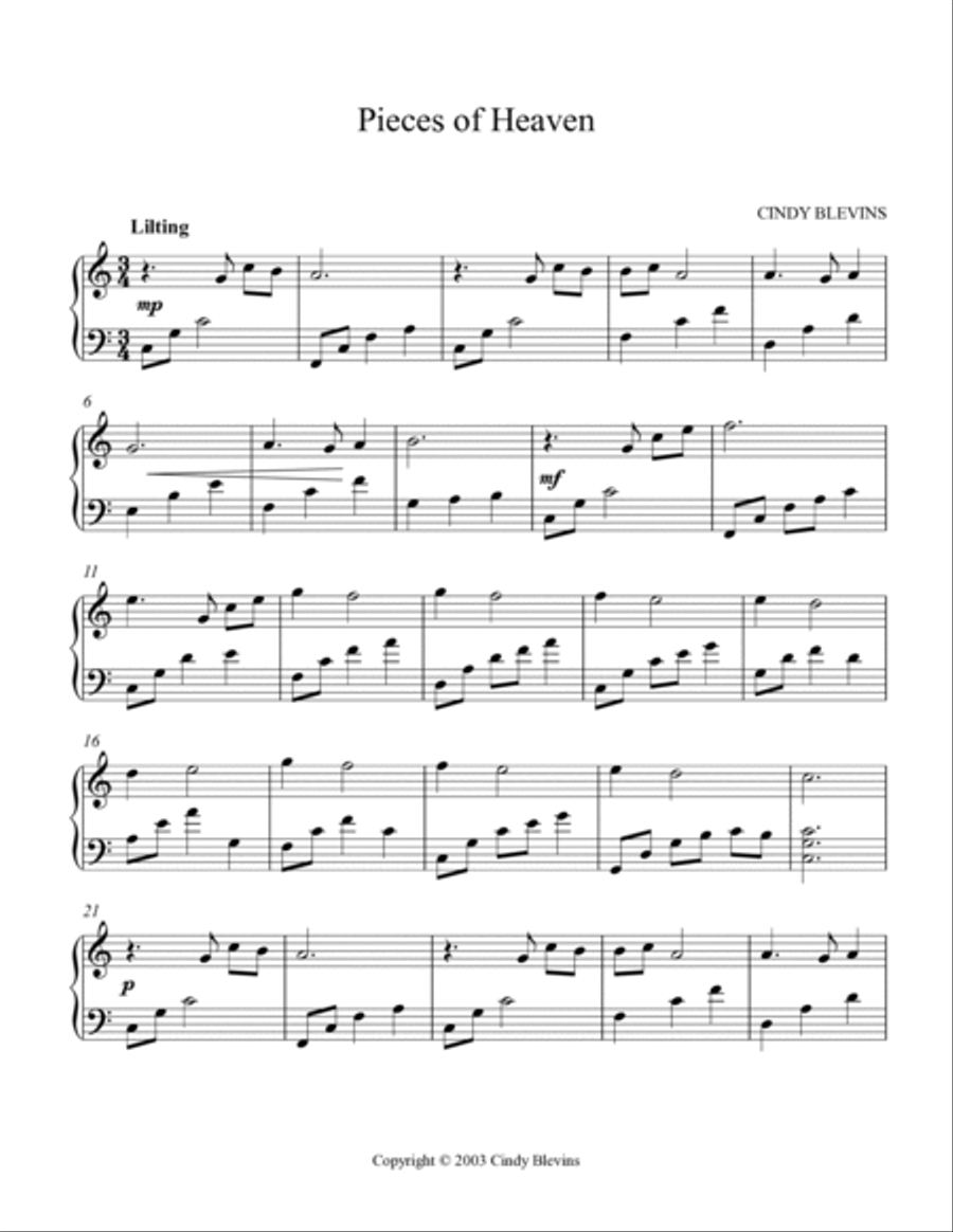 Pieces of Heaven, original Piano Solo Piano Solo scores gallery preview page 2
