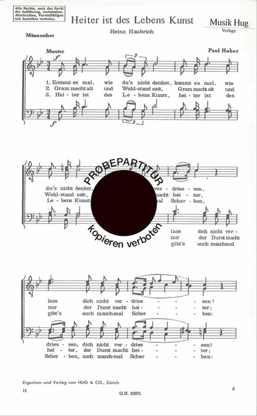 Heiter ist des Lebens Men's Choir scores gallery preview page 1