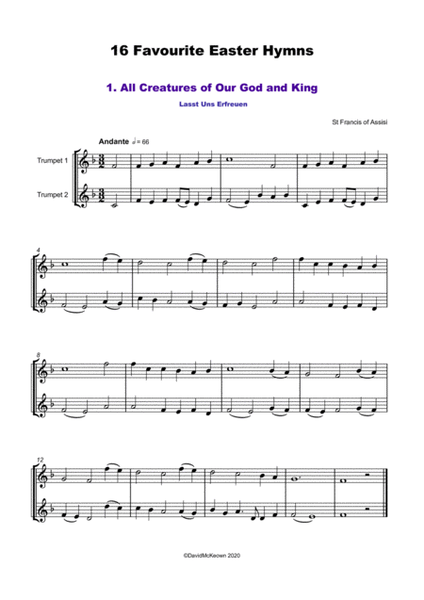 16 Favourite Easter Hymns for Trumpet Duet