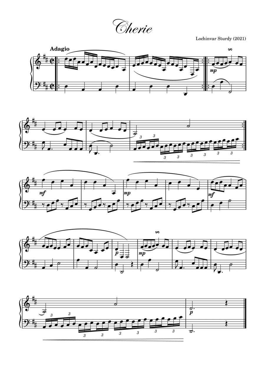 Cherie Cherie Piano Solo scores gallery preview page 1