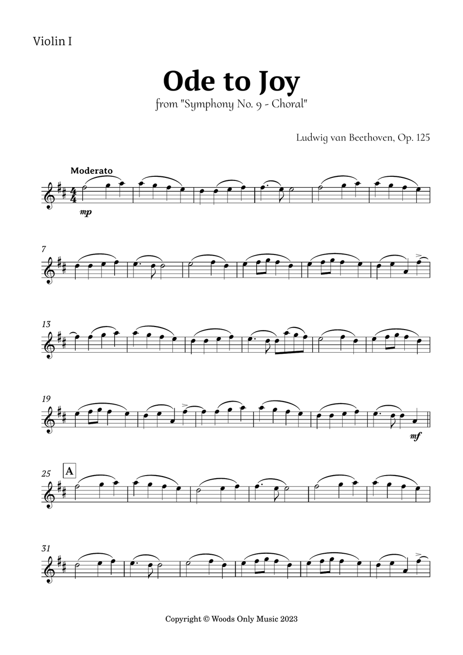 Ode to Joy by Beethoven for String Quartet String Quartet scores gallery preview page 5