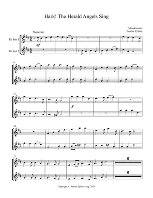 Hark! The Herald Angels Sing (treble Eb instrument duet, parts only)