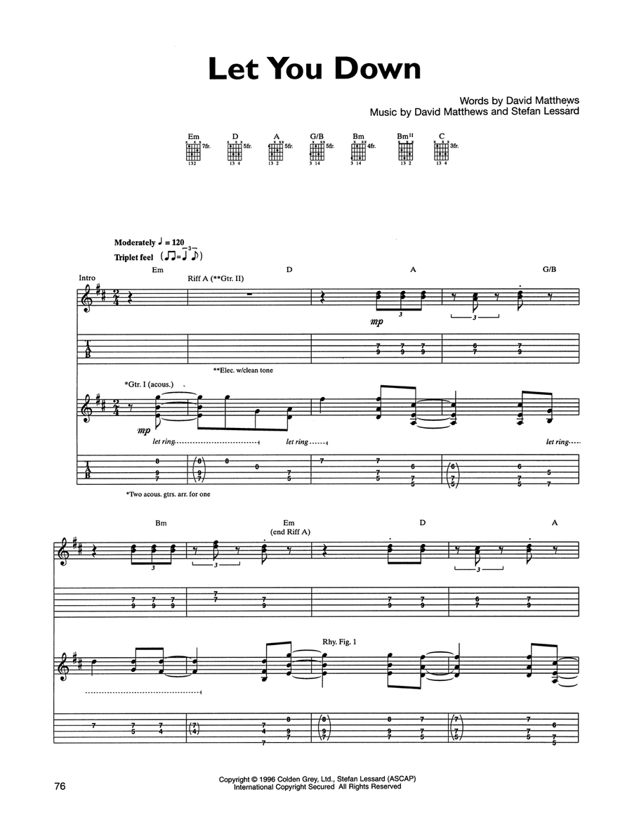 Let You Down Acoustic Guitar scores gallery preview page 1