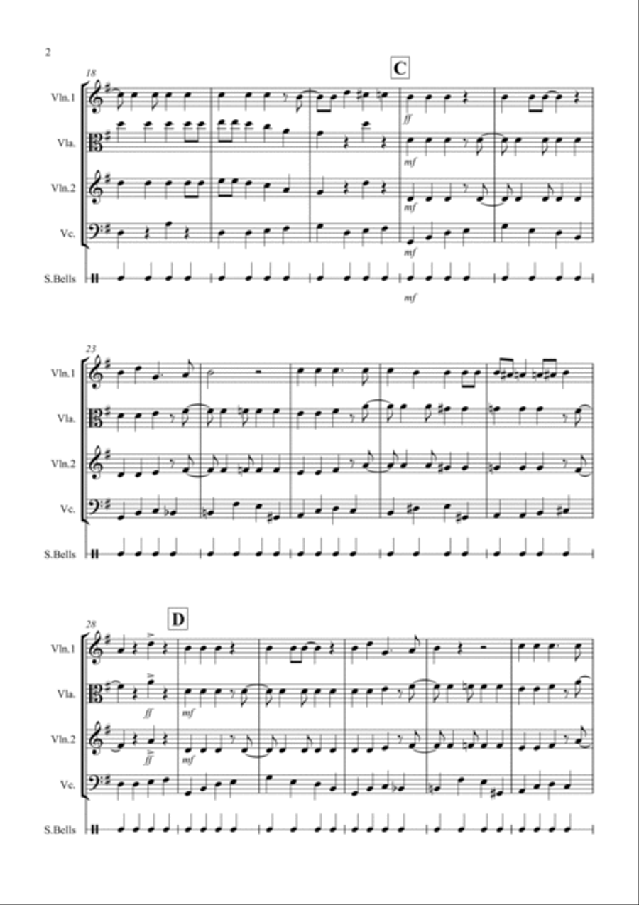Jingle Bells (jazzy style!) for String Trio String Trio scores gallery preview page 2