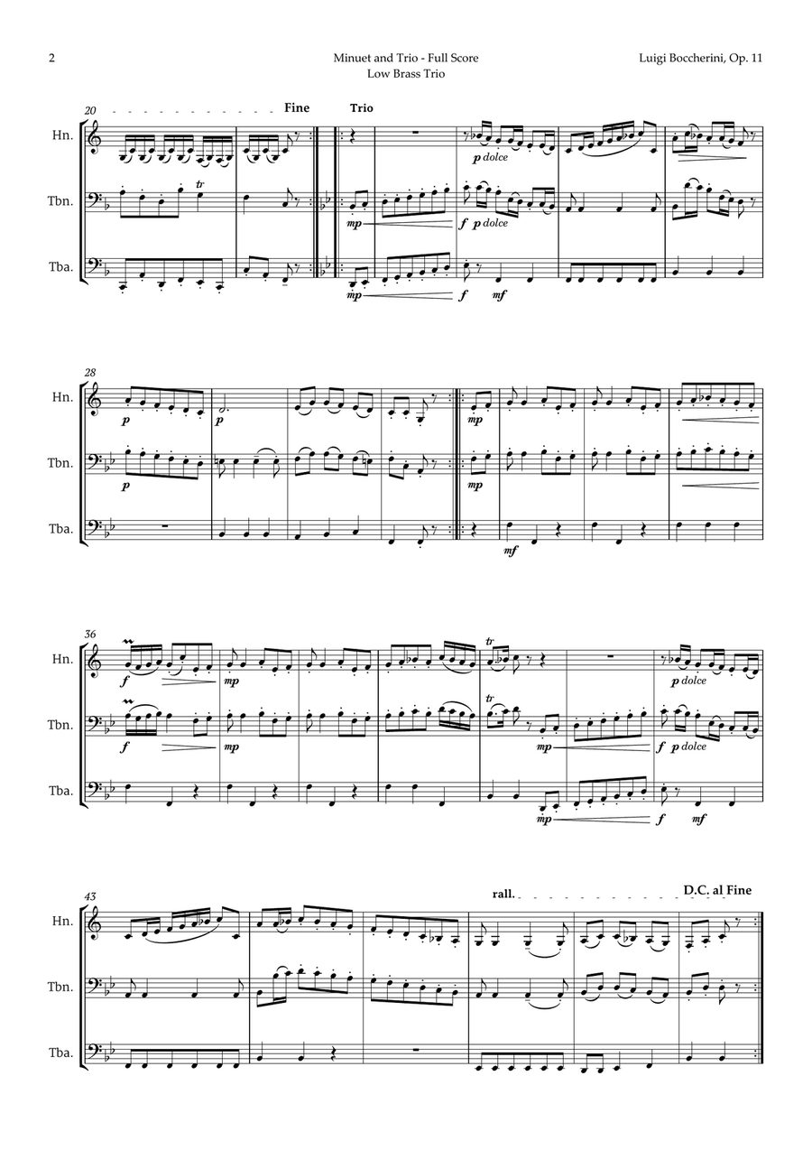 Minuet by Boccherini for Low Brass Trio Brass Trio scores gallery preview page 2