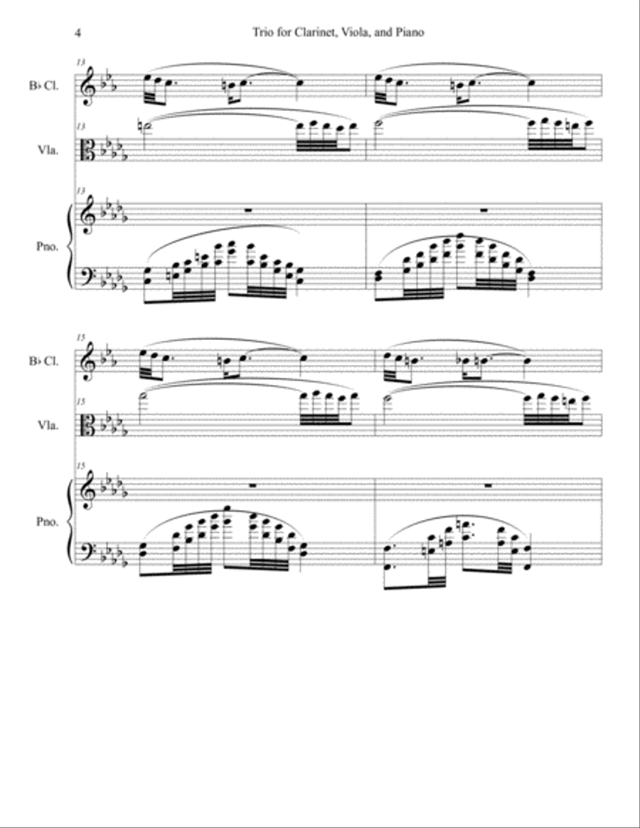 Second Trio for Clarinet, Viola, and Piano (2016) Clarinet scores gallery preview page 4