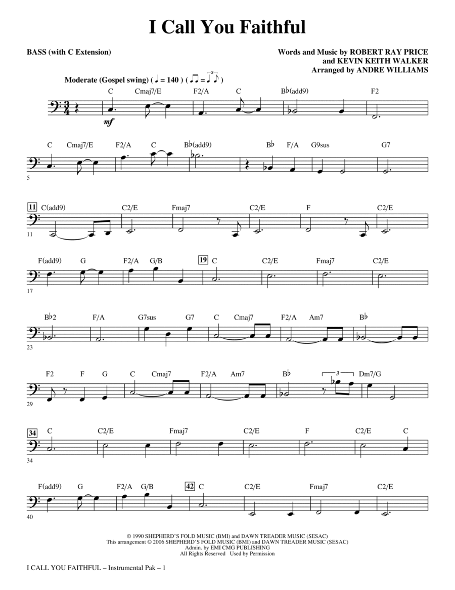 I Call You Faithful - Bass (with C Extenstion) Choir scores gallery preview page 1