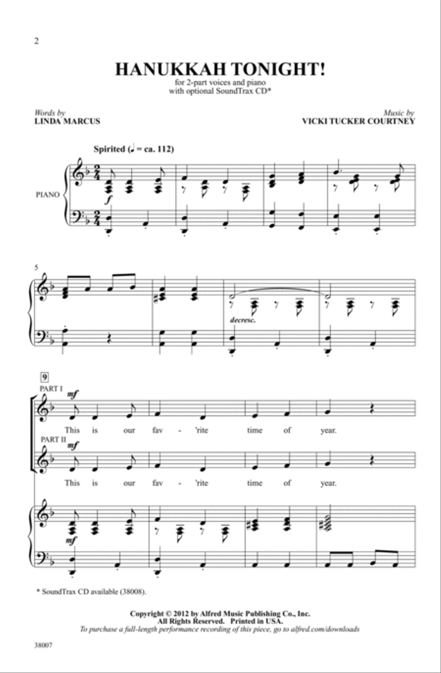 Hanukkah Tonight! 2-Part scores gallery preview page 1