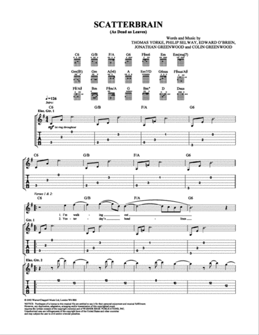 Scatterbrain Scatterbrain Electric Guitar scores gallery preview page 1