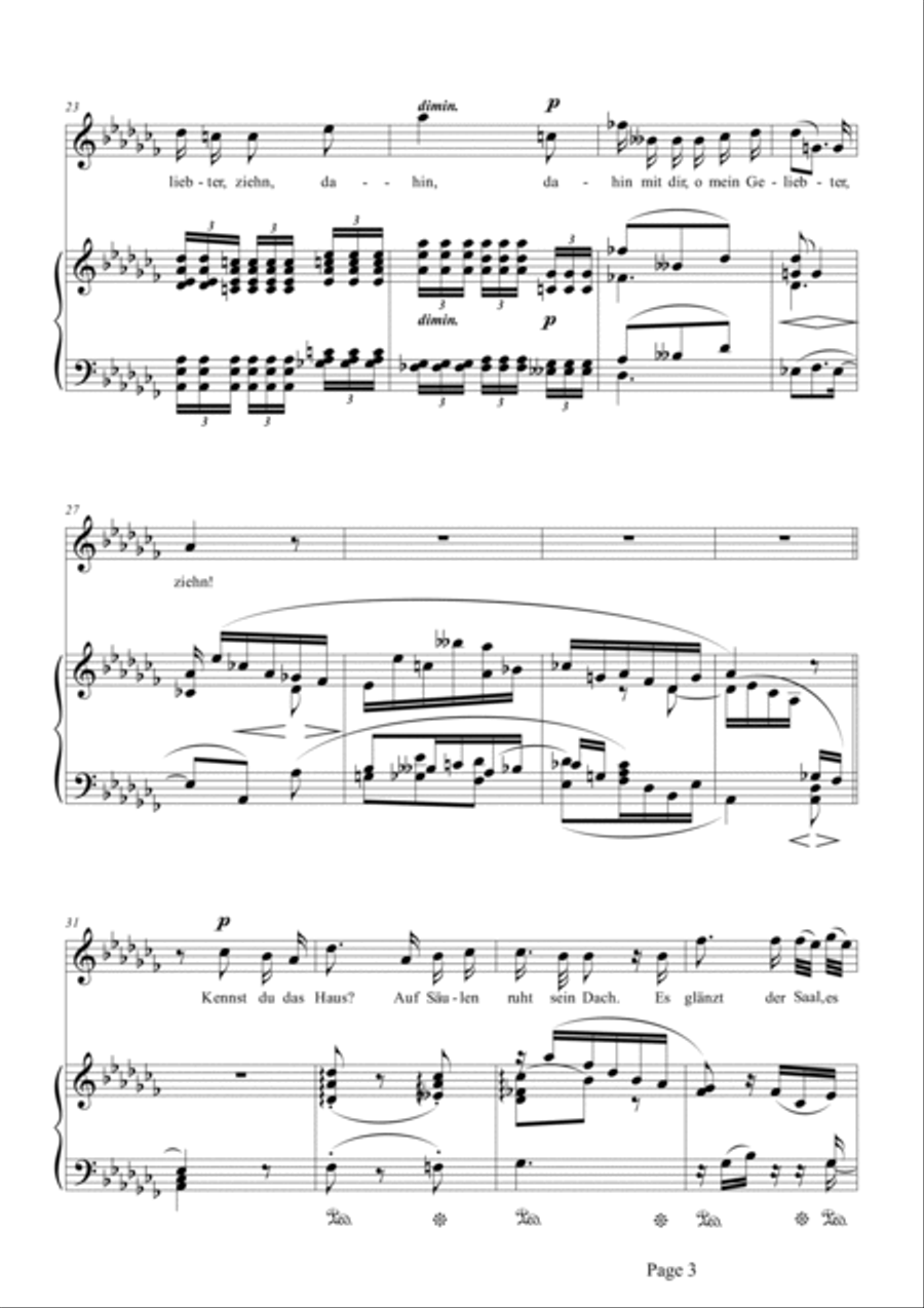 Schumann-Mignon(Kennst du das Land),Op.98a No.1 in a♭ minor Voice scores gallery preview page 4