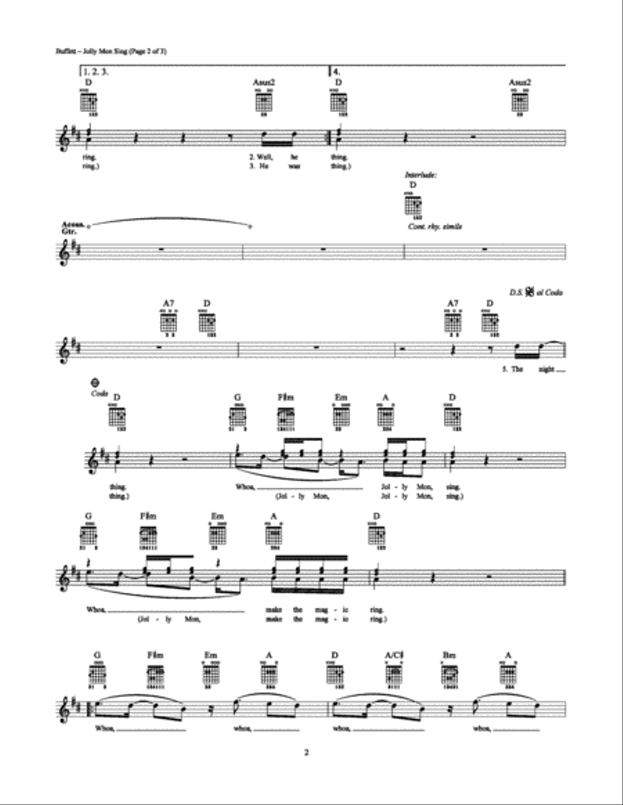 Jolly Mon Sing Electric Guitar scores gallery preview page 2