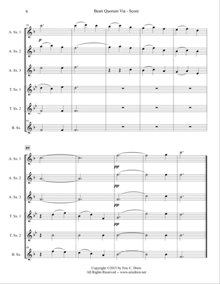 Beati Quorum Via (for Saxophone Choir) Woodwind Ensemble scores gallery preview page 6