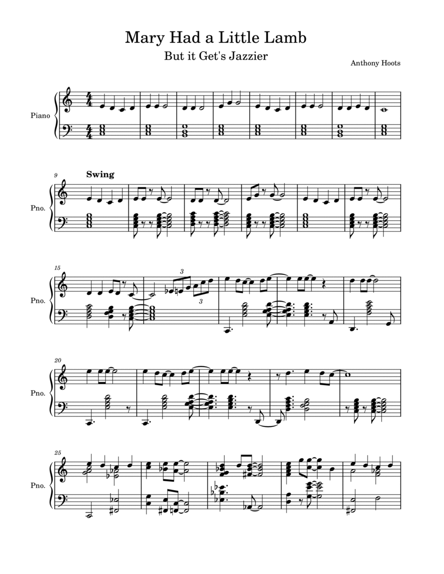 Mary Had a Little Lamb - Jazz Arrangement Jazz Ensemble scores gallery preview page 1