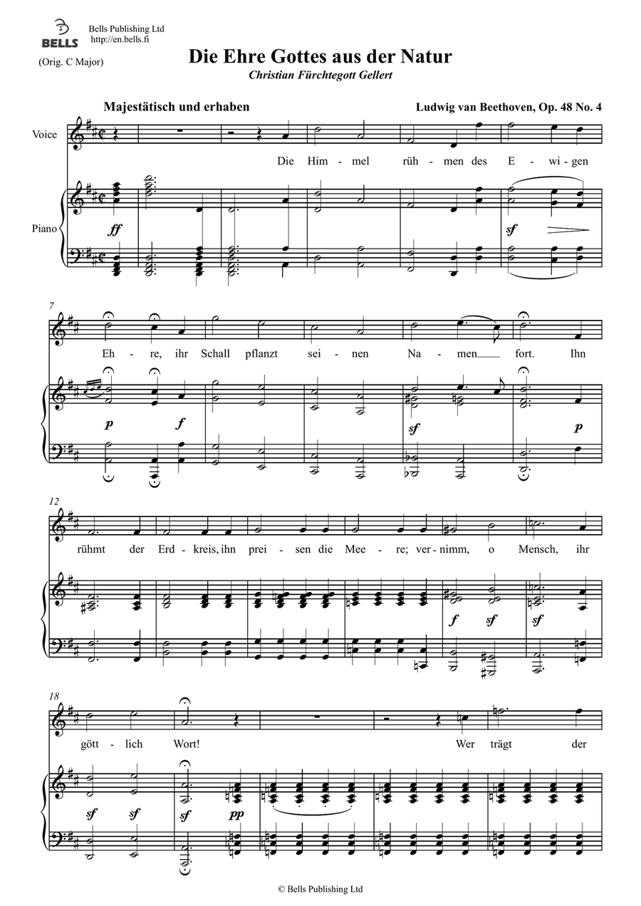 Die Ehre Gottes aus der Natur, Op. 48 No. 4 (D Major)