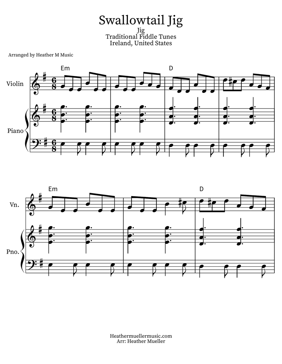 Swallowtail Jig Violin Solo scores gallery preview page 1
