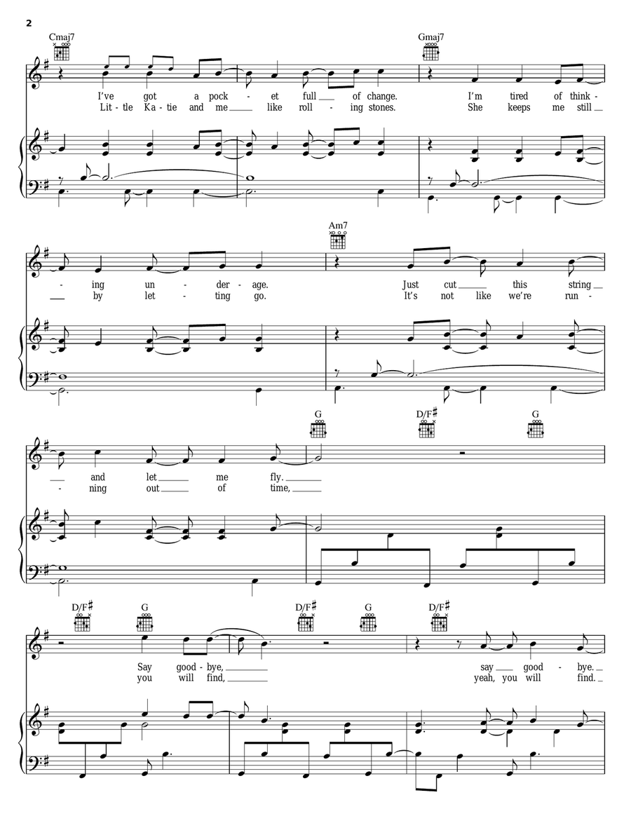 Thinking Underage Piano, Vocal, Guitar scores gallery preview page 2