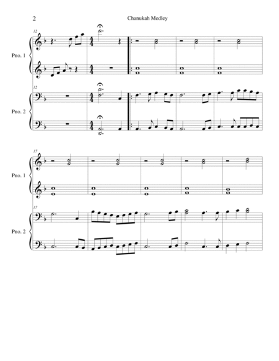 Chanukah Medley Piano Solo scores gallery preview page 2