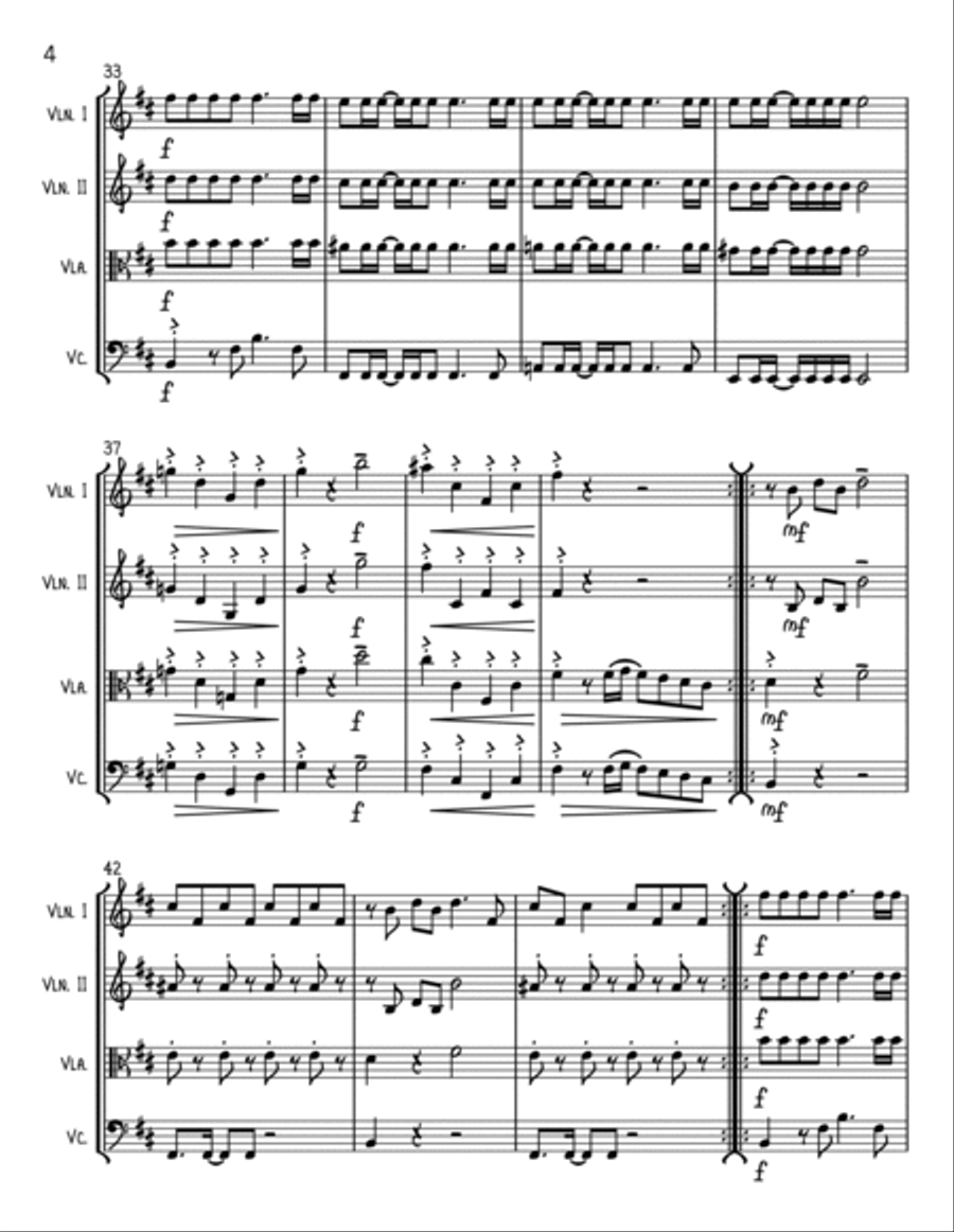 Bills, Bills, Bills Bills, Bills, Bills String Quartet scores gallery preview page 4