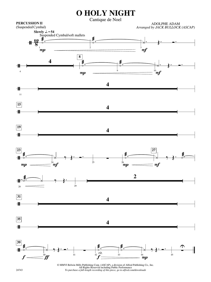 O Holy Night (Cantique de Noel): 2nd Percussion