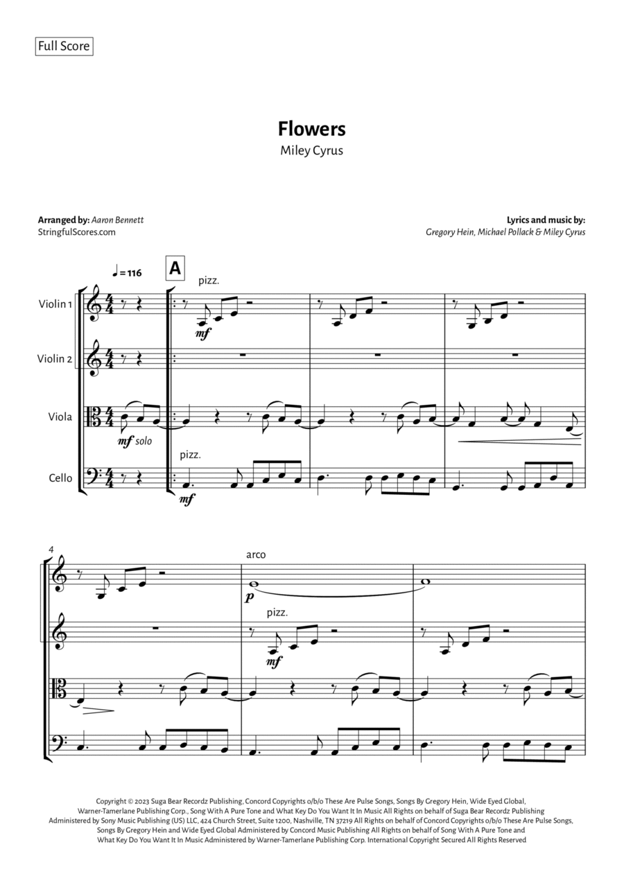 Flowers String Quartet scores gallery preview page 1