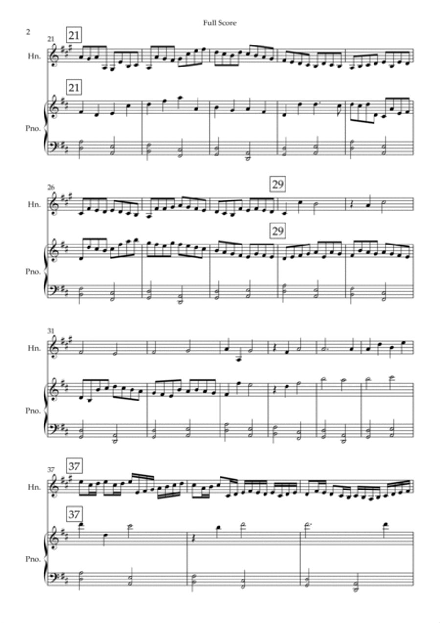 Canon in D Major (Johann Pachelbel) for Horn in F Solo and Piano Accompaniment Piano scores gallery preview page 2