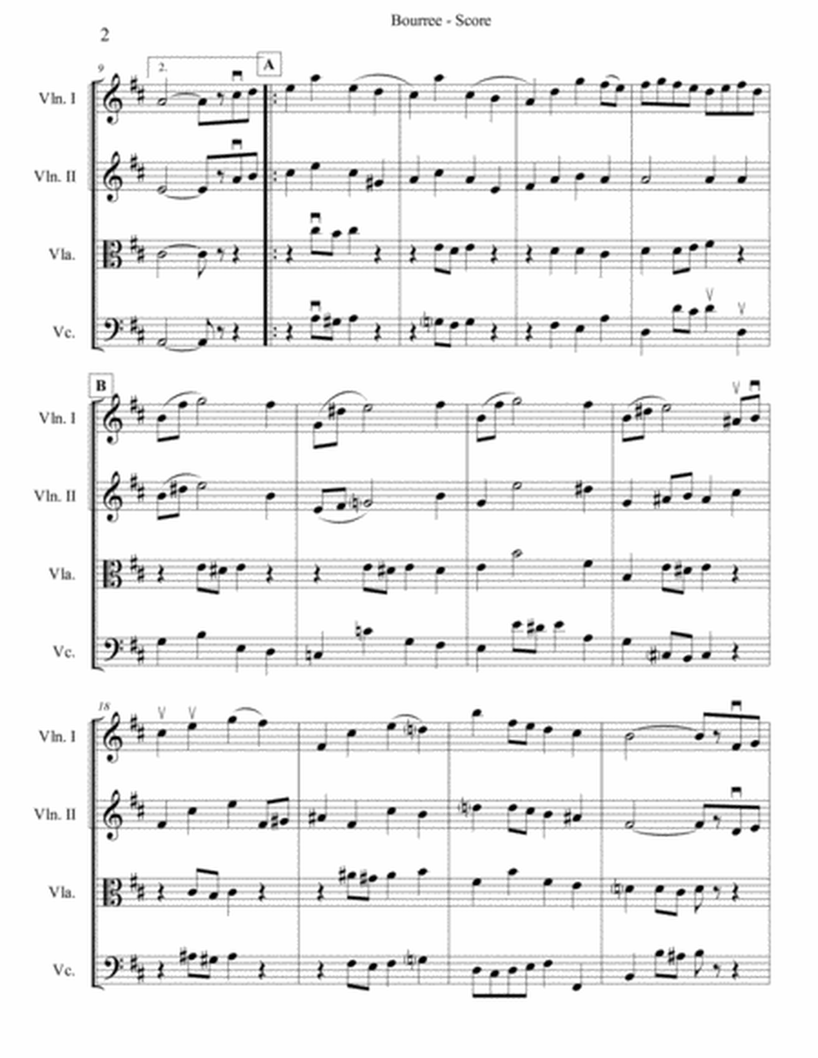 Bach Bourree for String Quartet image number null