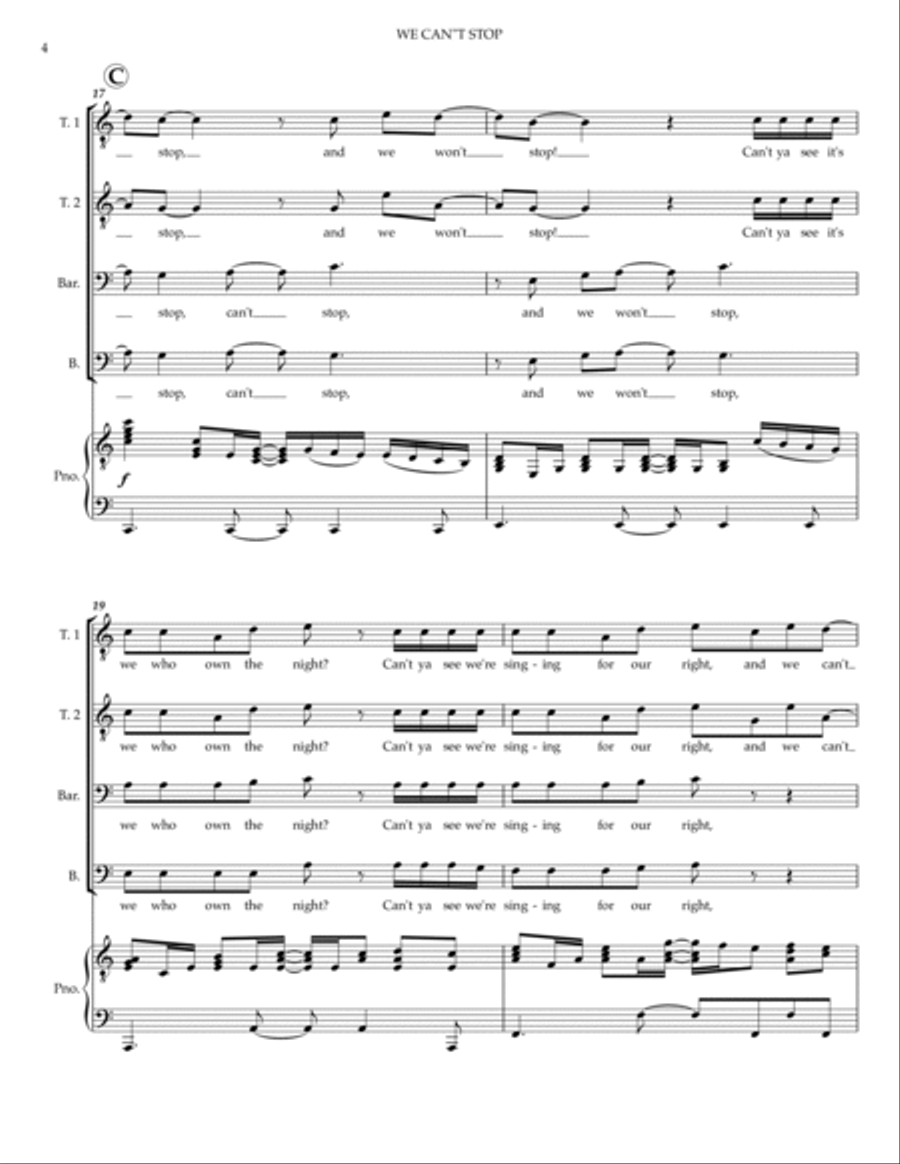 We Can't Stop TTBB scores gallery preview page 4