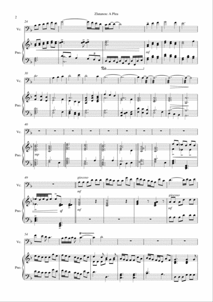 A PLEA, 1 for vlc.and piano duo Piano Accompaniment scores gallery preview page 2