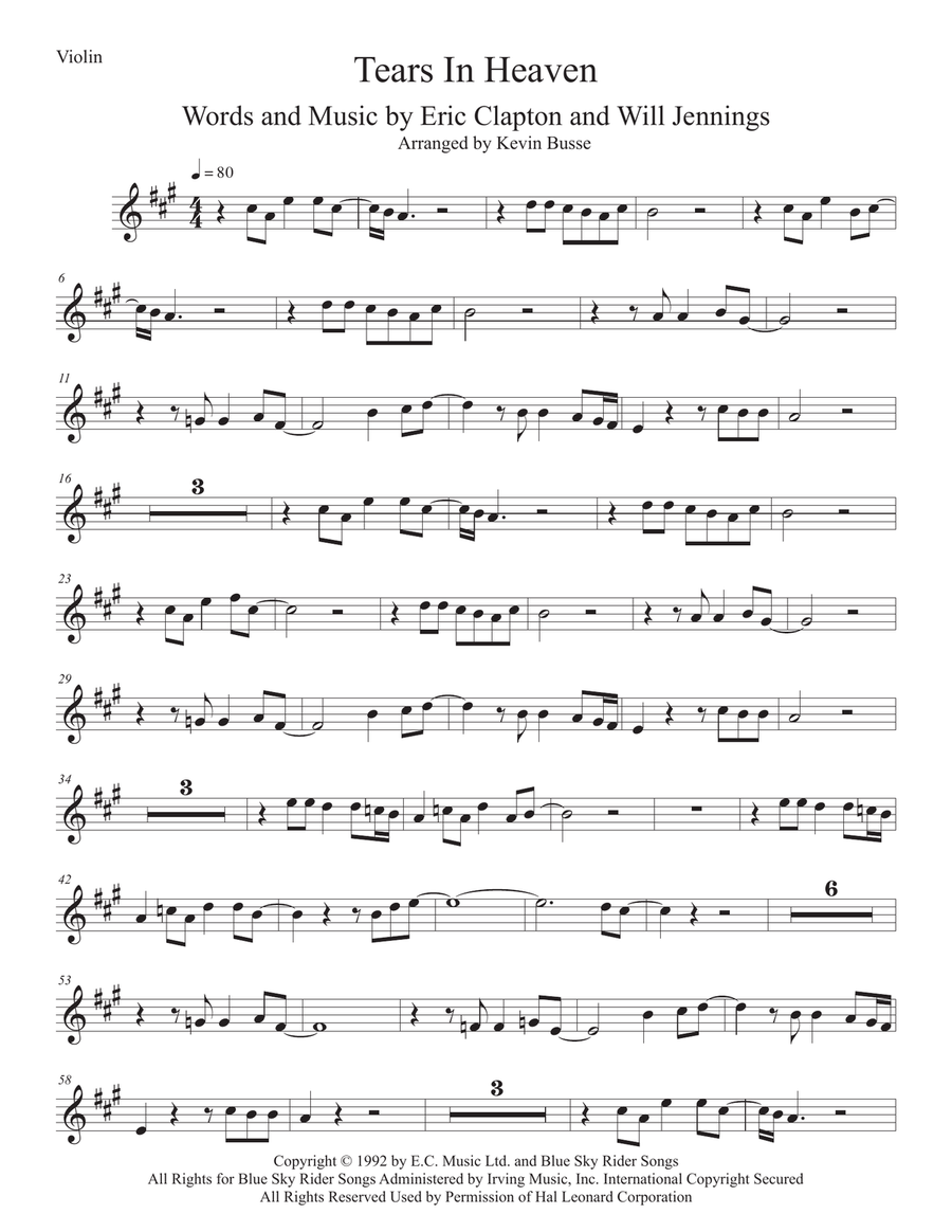 Tears In Heaven Violin Solo scores gallery preview page 1