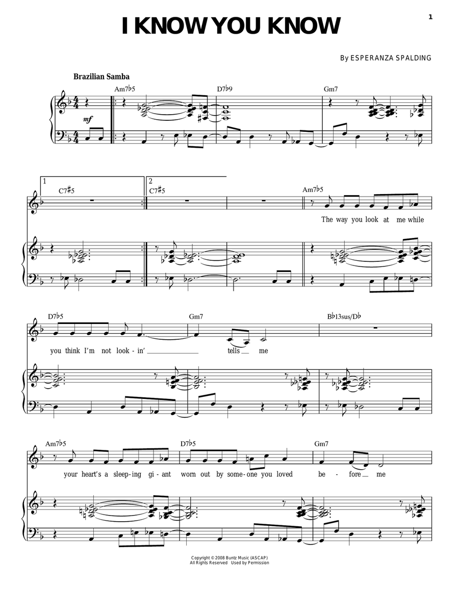 I Know You Know Piano, Vocal scores gallery preview page 1