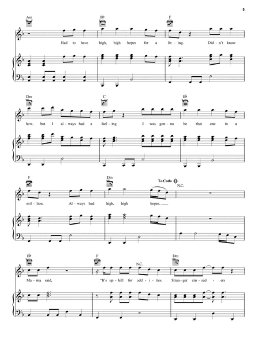 High Hopes Piano, Vocal, Guitar scores gallery preview page 5