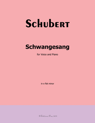 Book cover for Schwangesang, by Schubert, in e flat minor