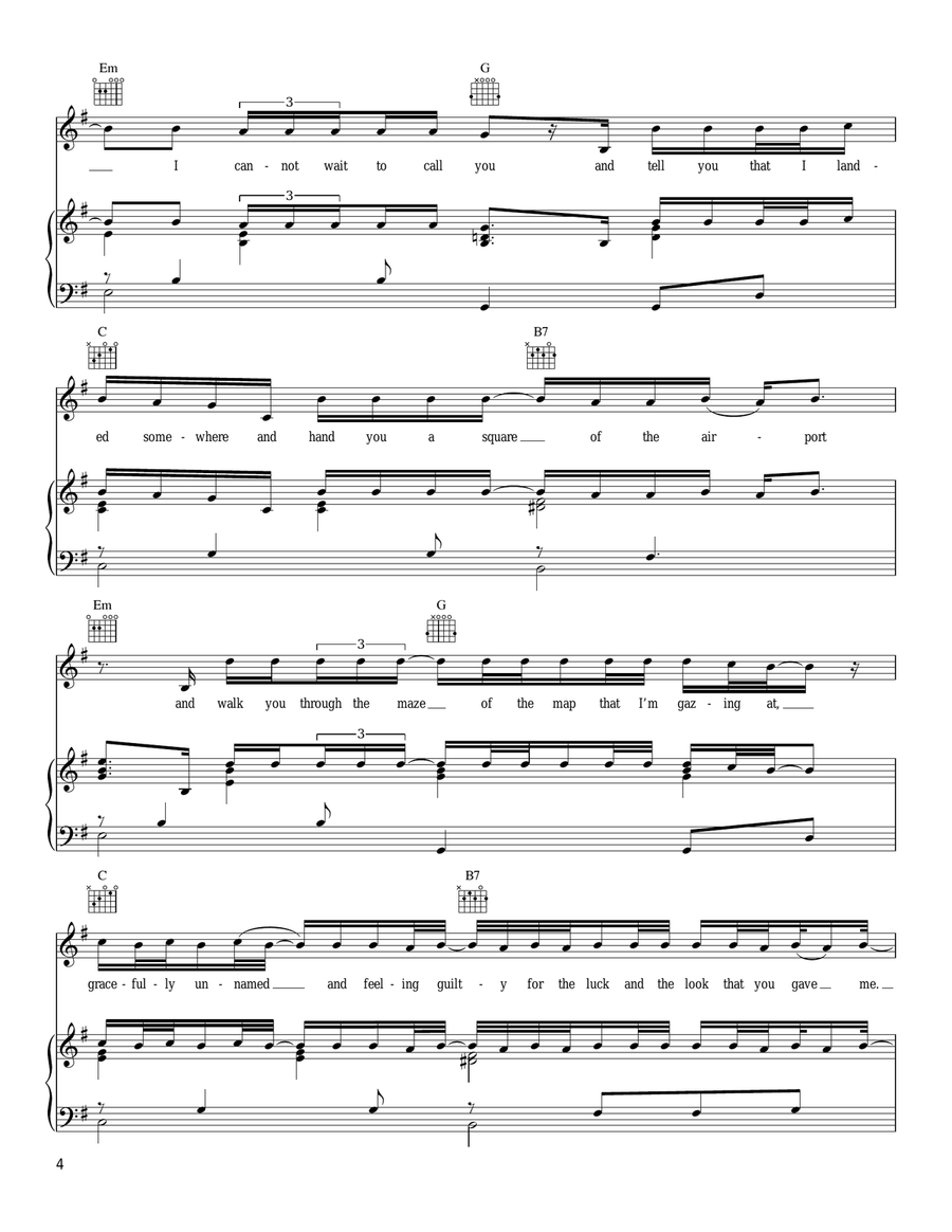 Plane Piano, Vocal, Guitar scores gallery preview page 4