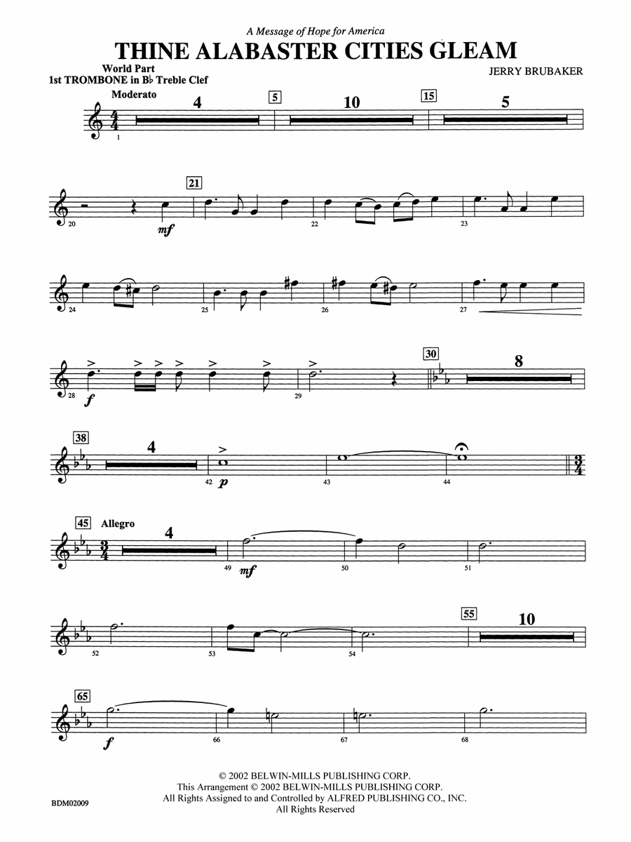 Thine Alabaster Cities Gleam (A Message of Hope for America): (World Part) 1st B-flat Trombone T.C.