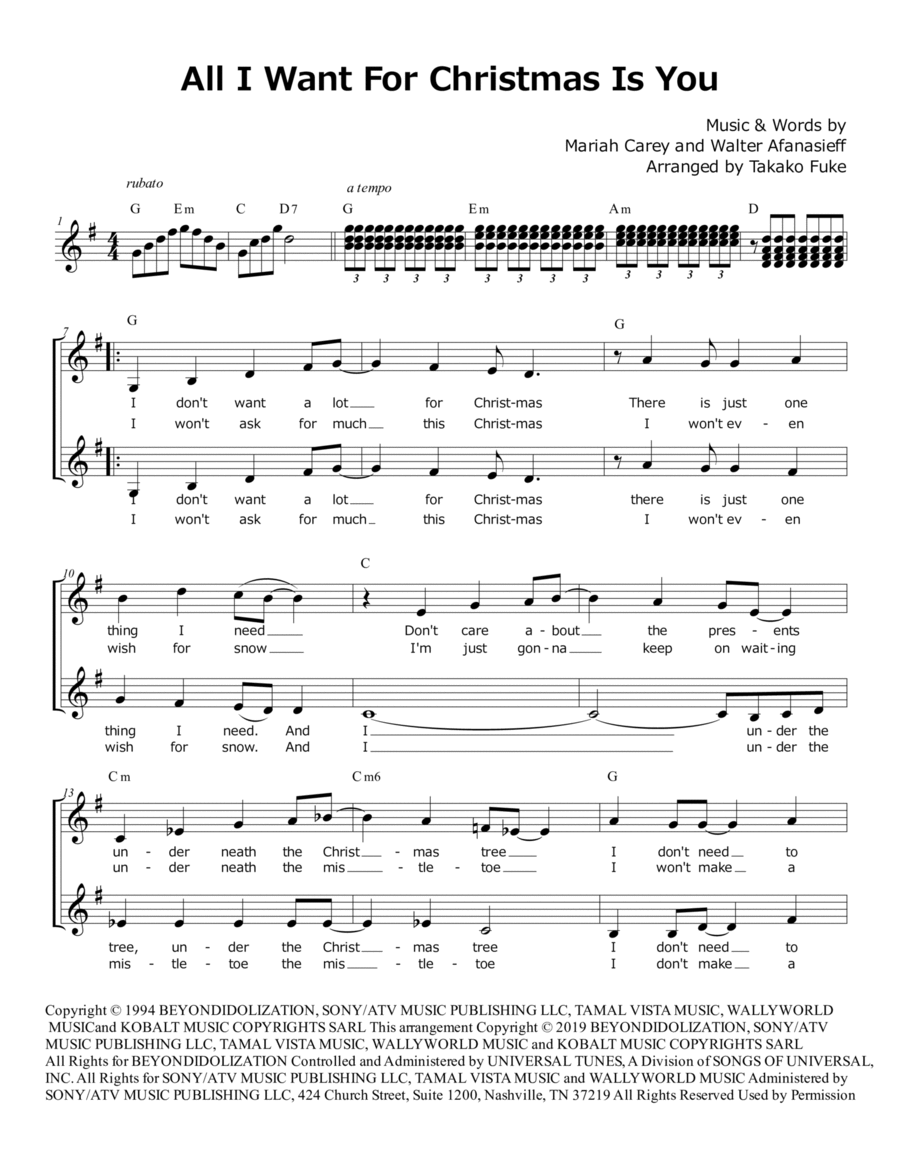 All I Want For Christmas Is You SA scores gallery preview page 1