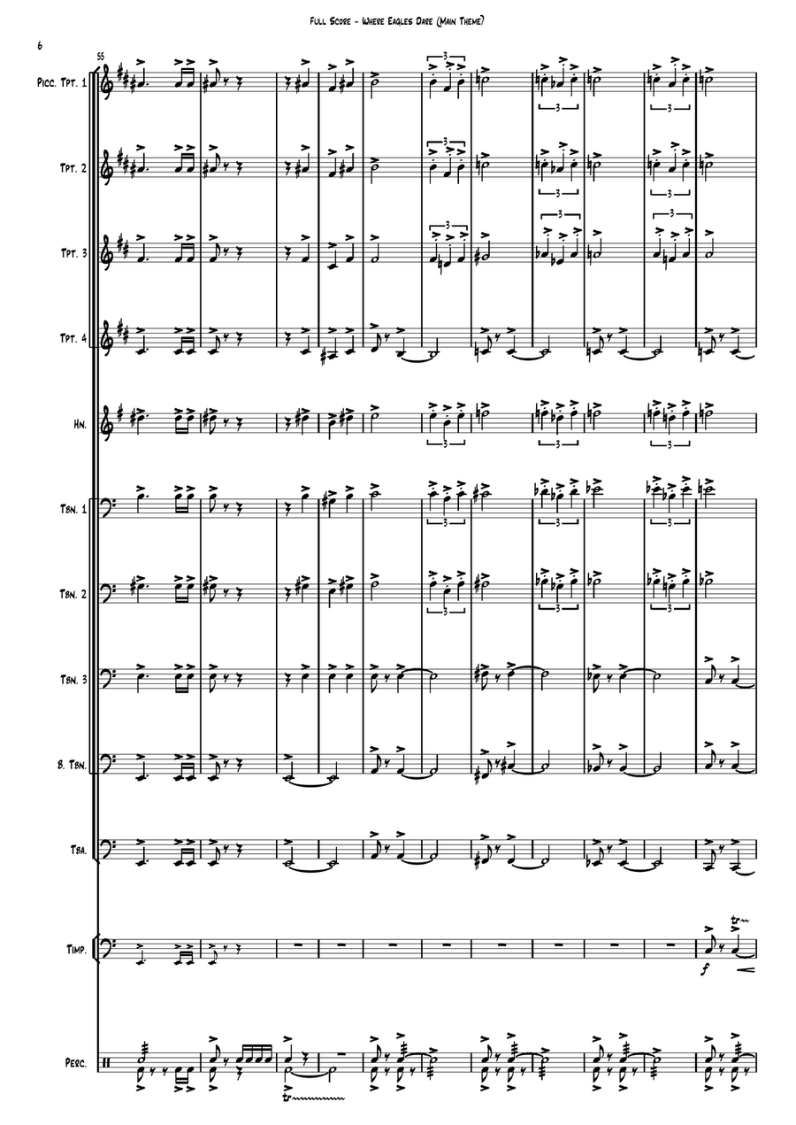 Where Eagles Dare (theme) Brass Ensemble scores gallery preview page 6