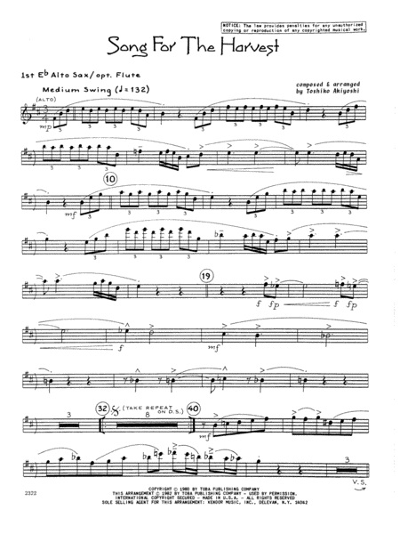 Song For The Harvest - 1st Eb Alto Saxophone