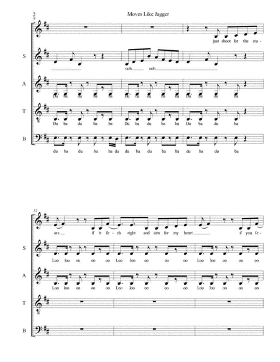 Moves Like Jagger 4-Part scores gallery preview page 2
