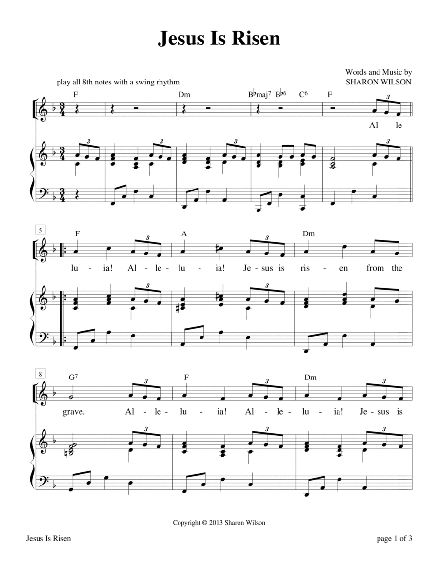 Jesus Is Risen Piano, Vocal, Guitar scores gallery preview page 1