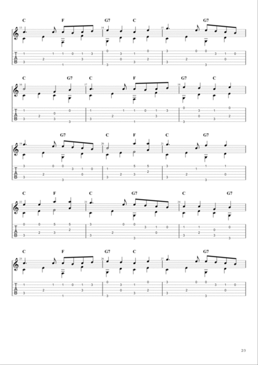 Once in Royal David's City Guitar Tablature scores gallery preview page 2