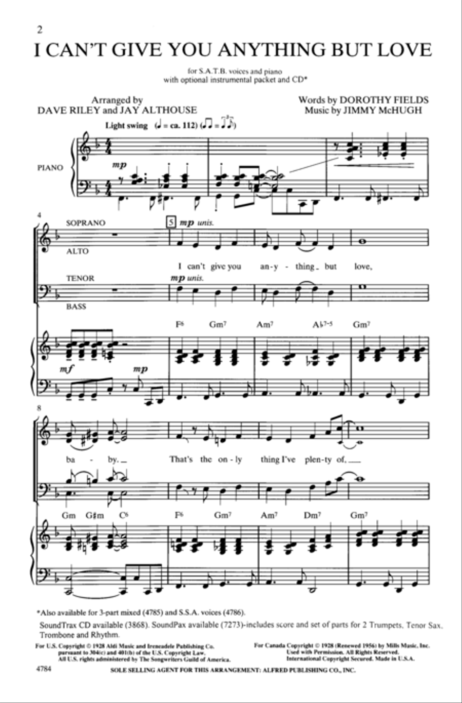 I Can't Give You Anything but Love 4-Part scores gallery preview page 9