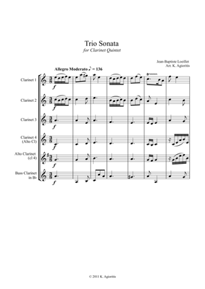 Trio Sonata Op. 2 No. 8 4th Movement - for Clarinet Quintet