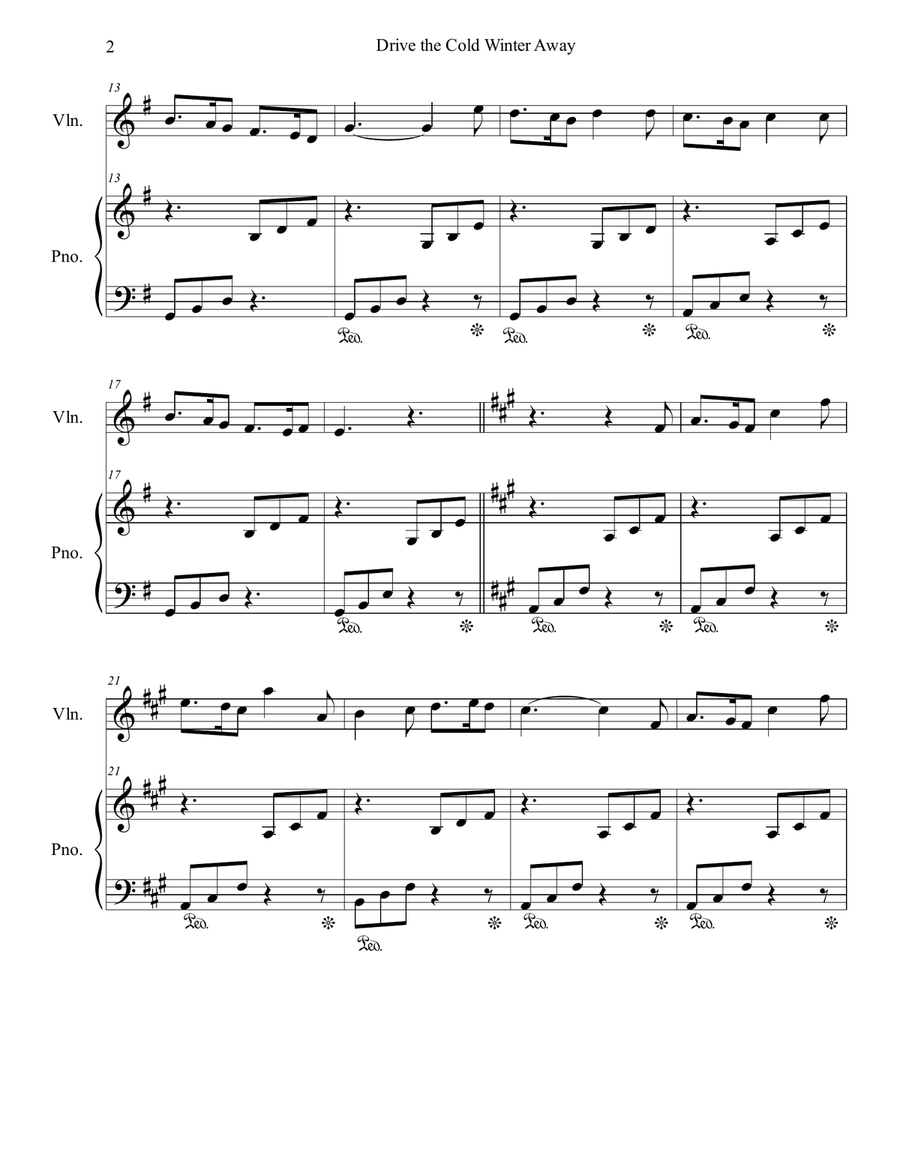 Drive the Cold Winter Away Violin Solo scores gallery preview page 2